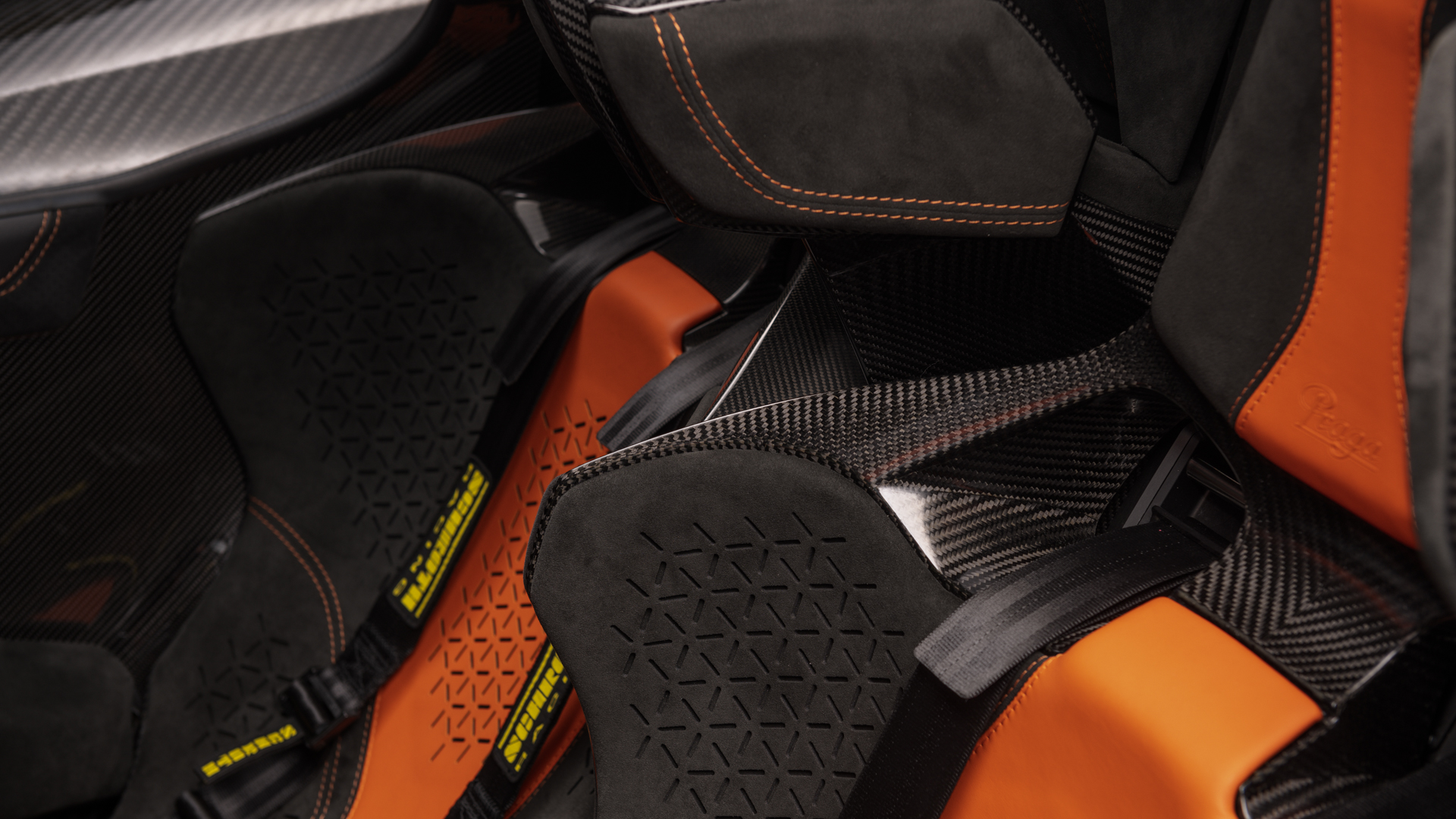 Genuine leather backrests with orange detail